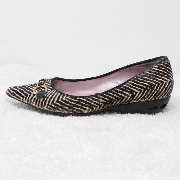 Cole Haan Shoes - SALE! Cole Haan Black White Point Toes Fur Flats 8